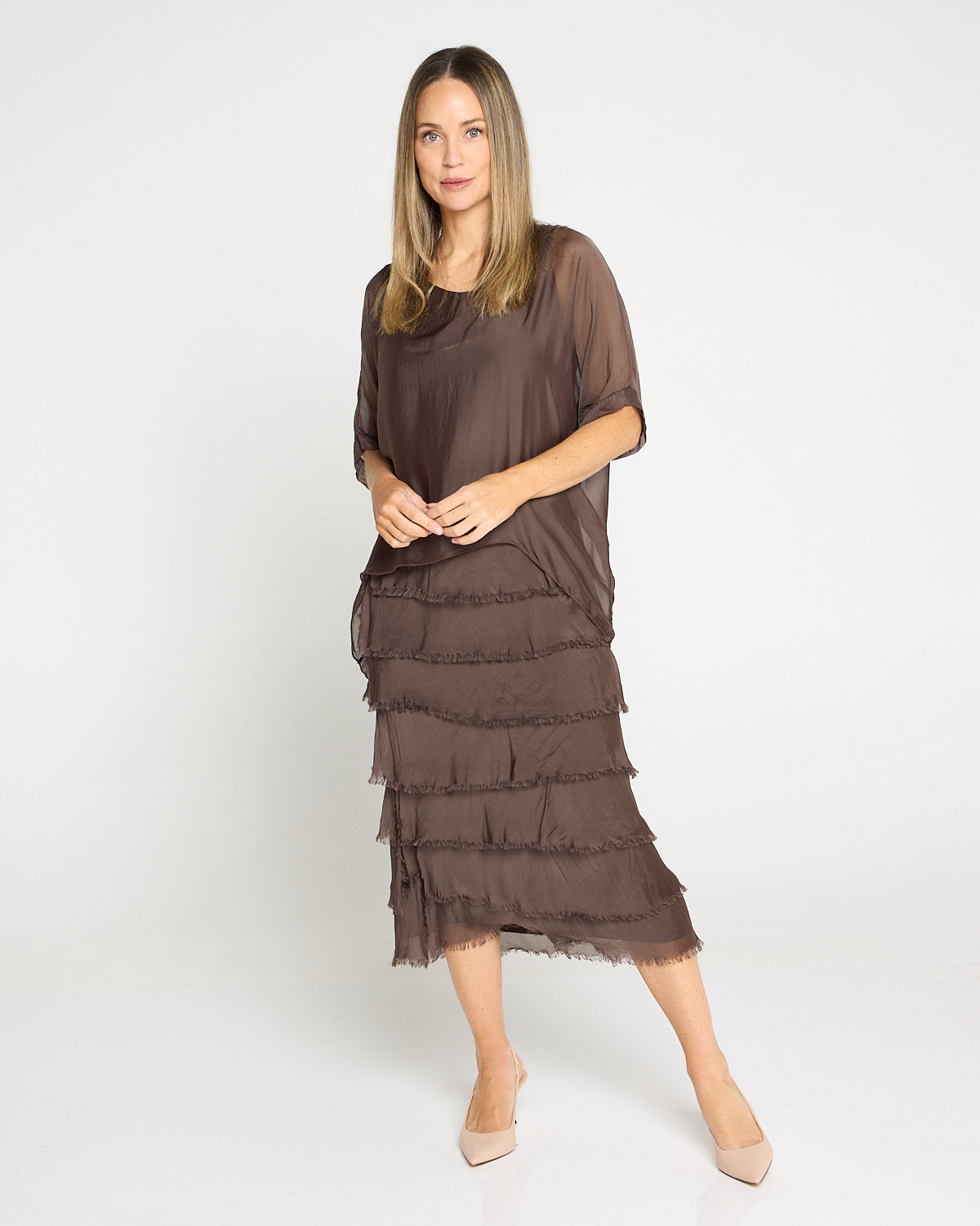 Margo Silk Dress - Mocha Lux