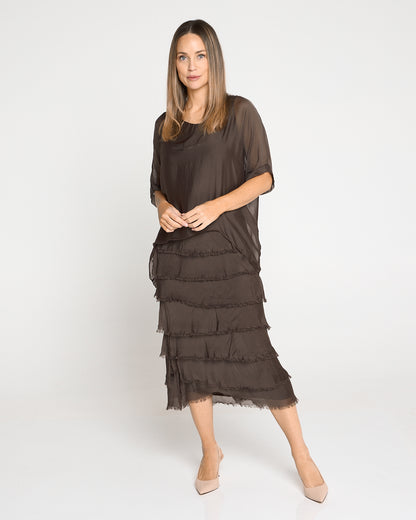 Margo Silk Dress - Mocha Lux