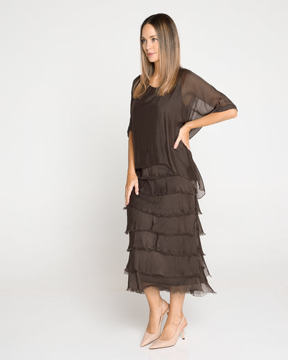 Margo Silk Dress - Mocha Lux