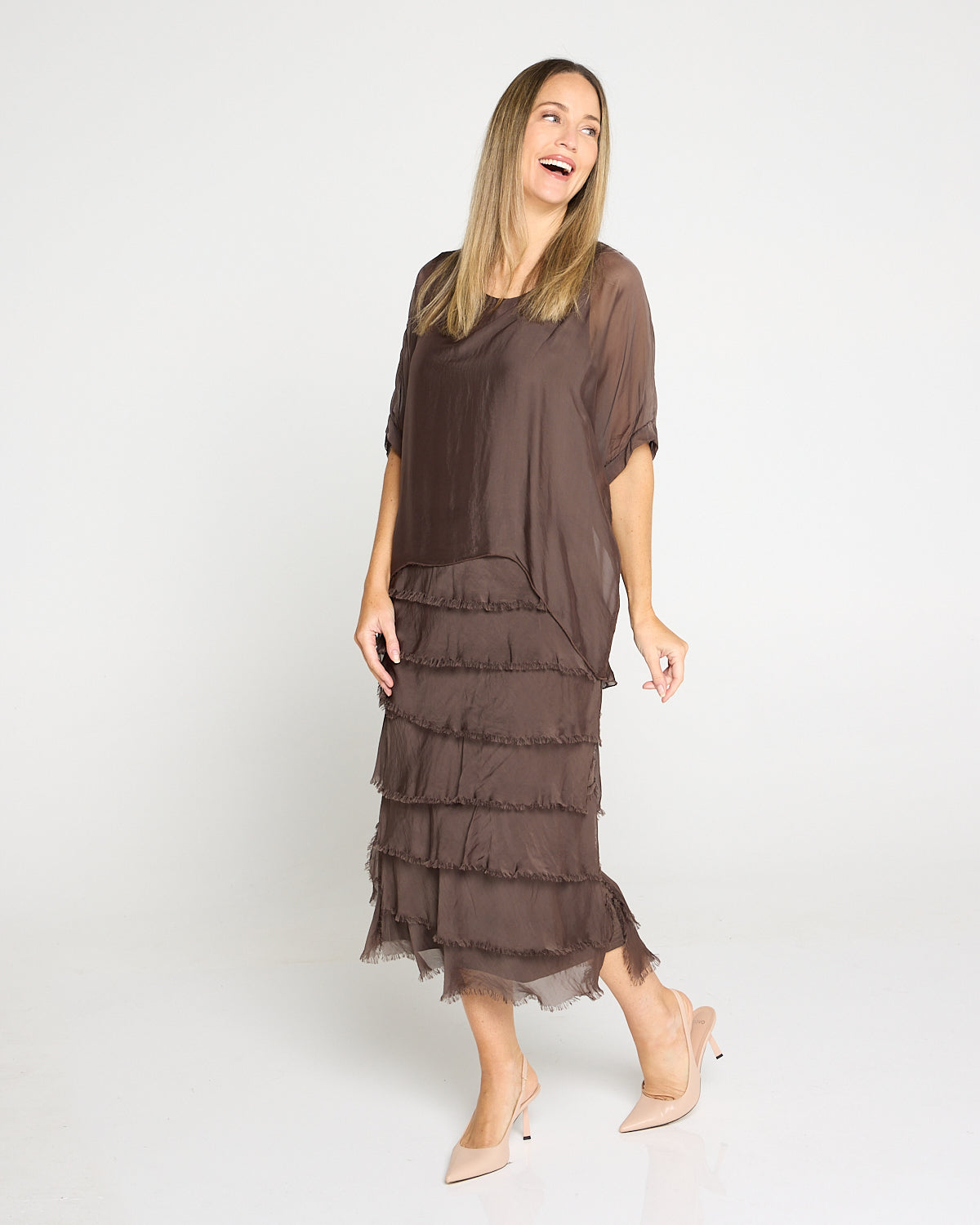 Margo Silk Dress - Mocha Lux