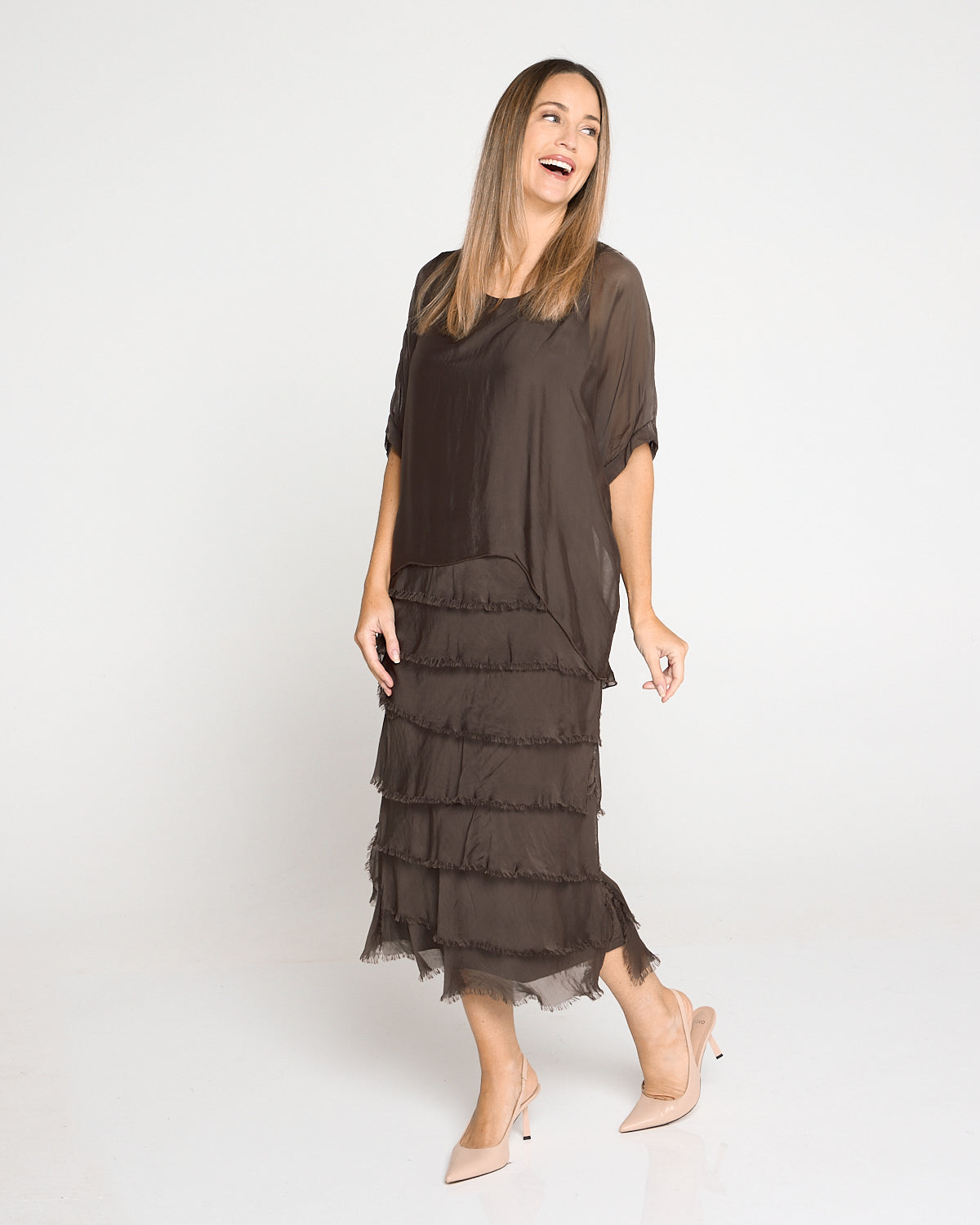 Margo Silk Dress - Mocha Lux