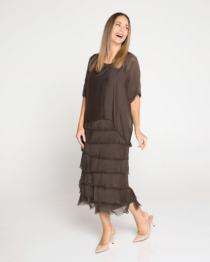 Margo Silk Dress - Mocha Lux
