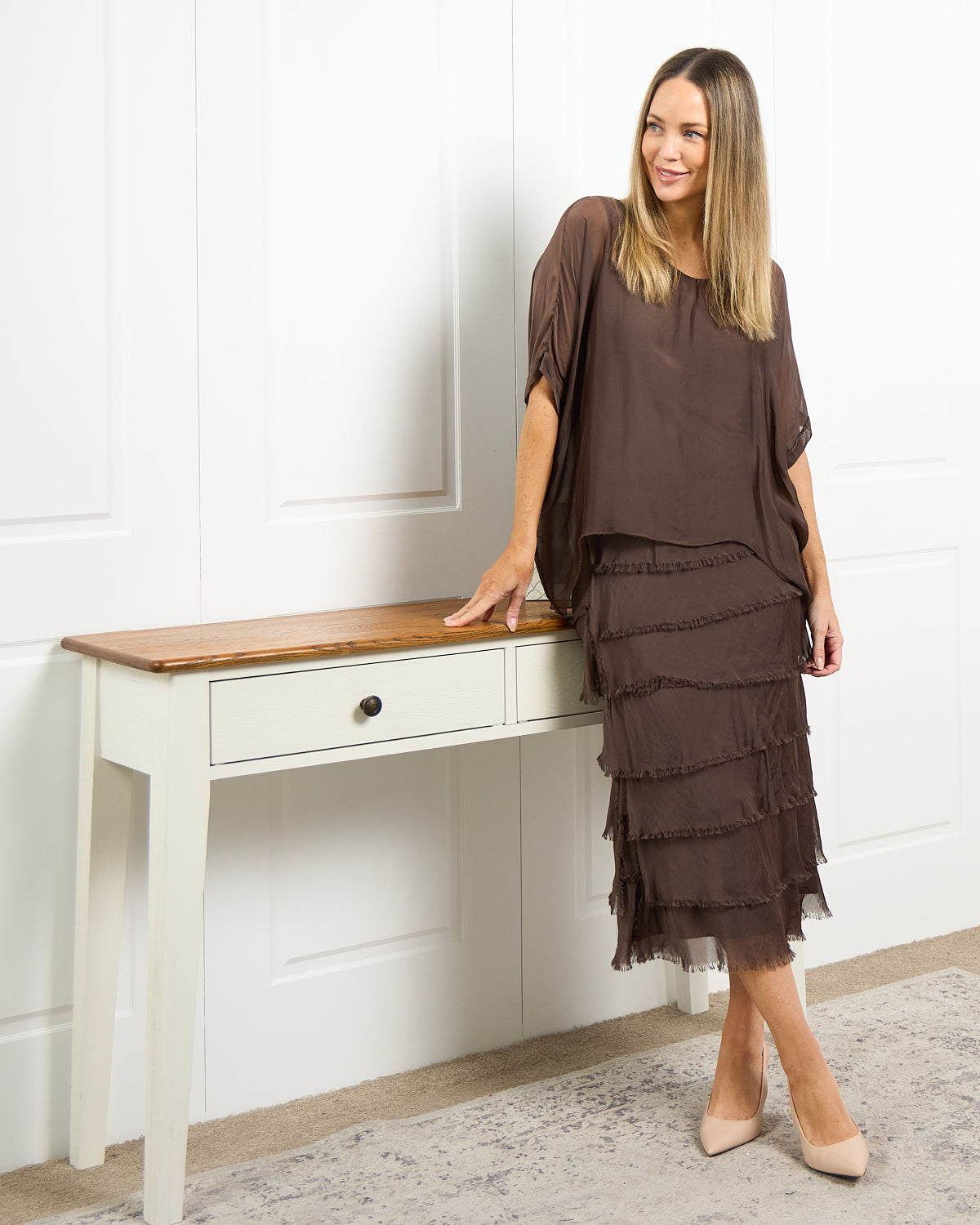 Margo Silk Dress - Mocha Lux