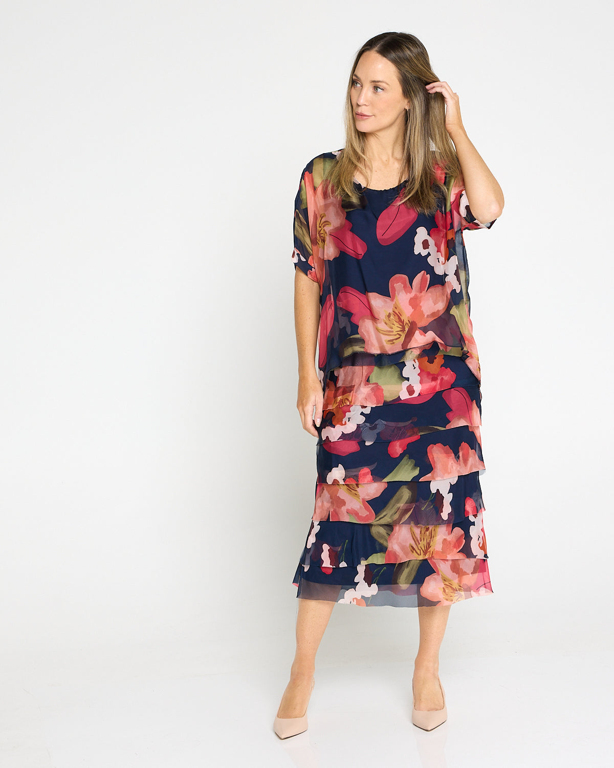 Margo Silk Dress - Midnight Peony