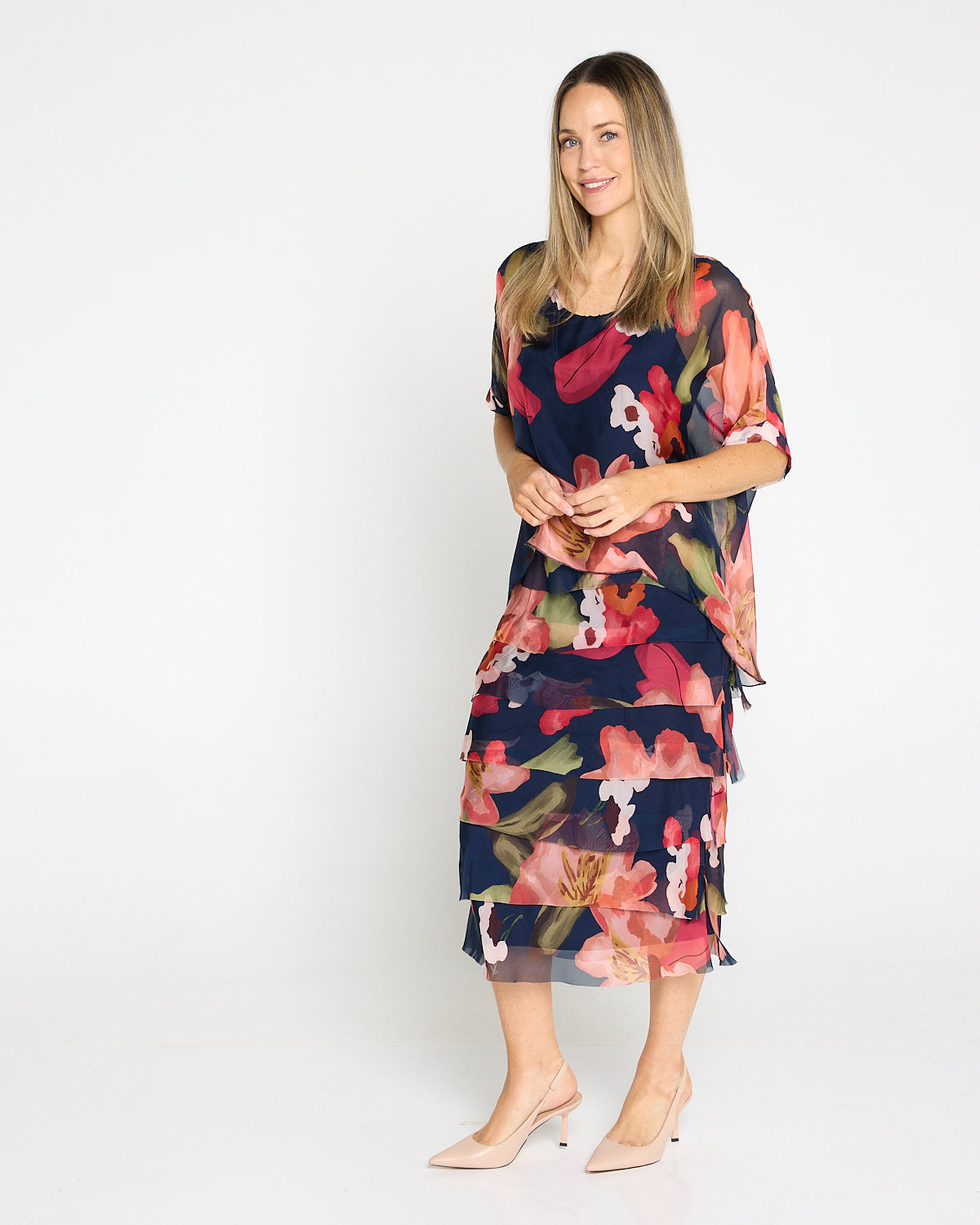 Margo Silk Dress - Midnight Peony