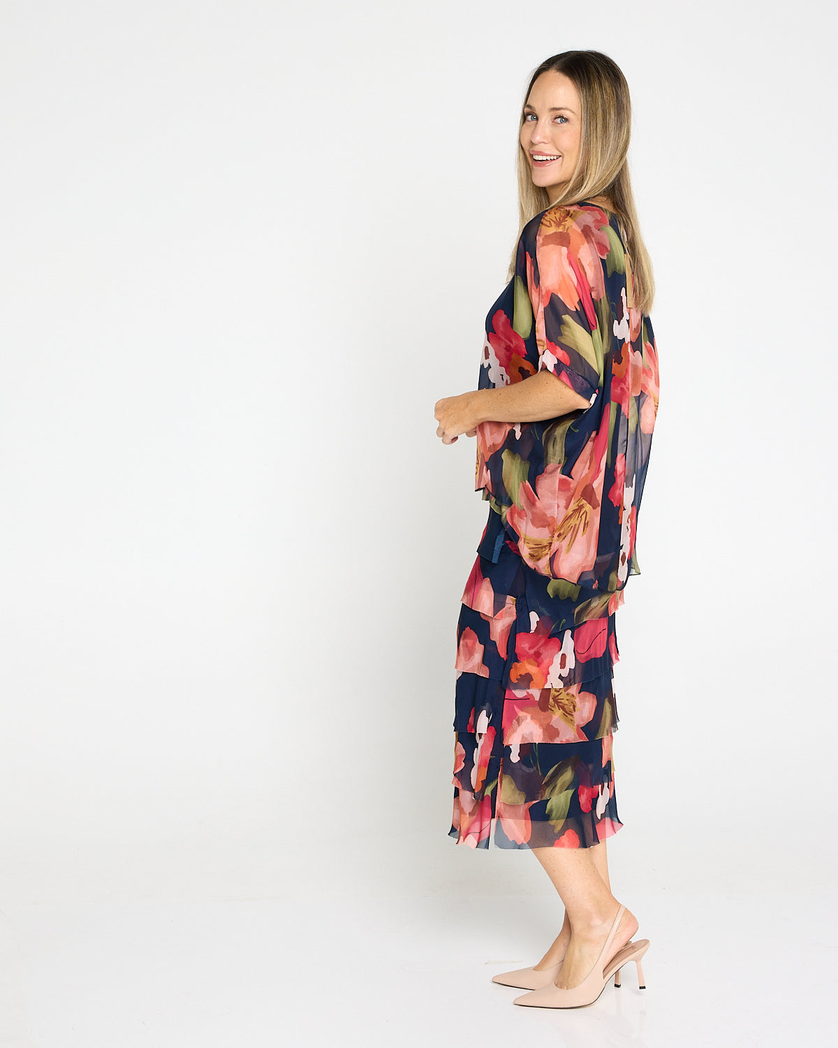 Margo Silk Dress - Midnight Peony