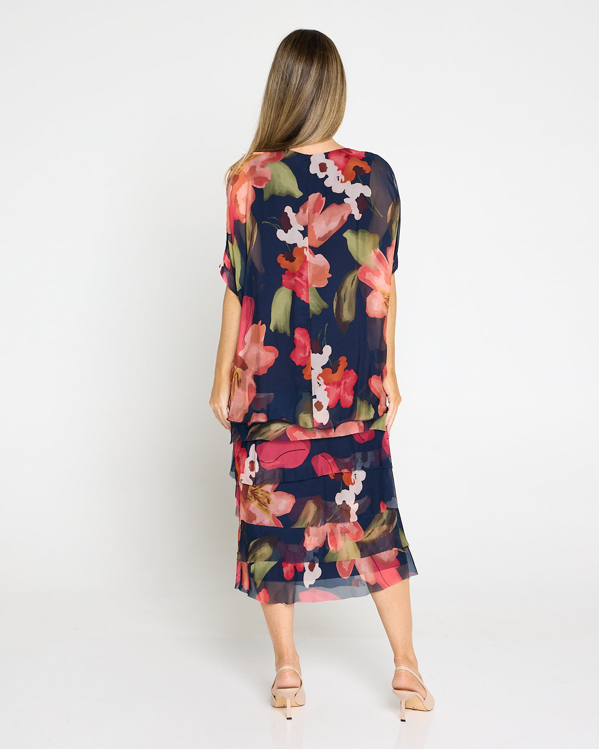 Margo Silk Dress - Midnight Peony