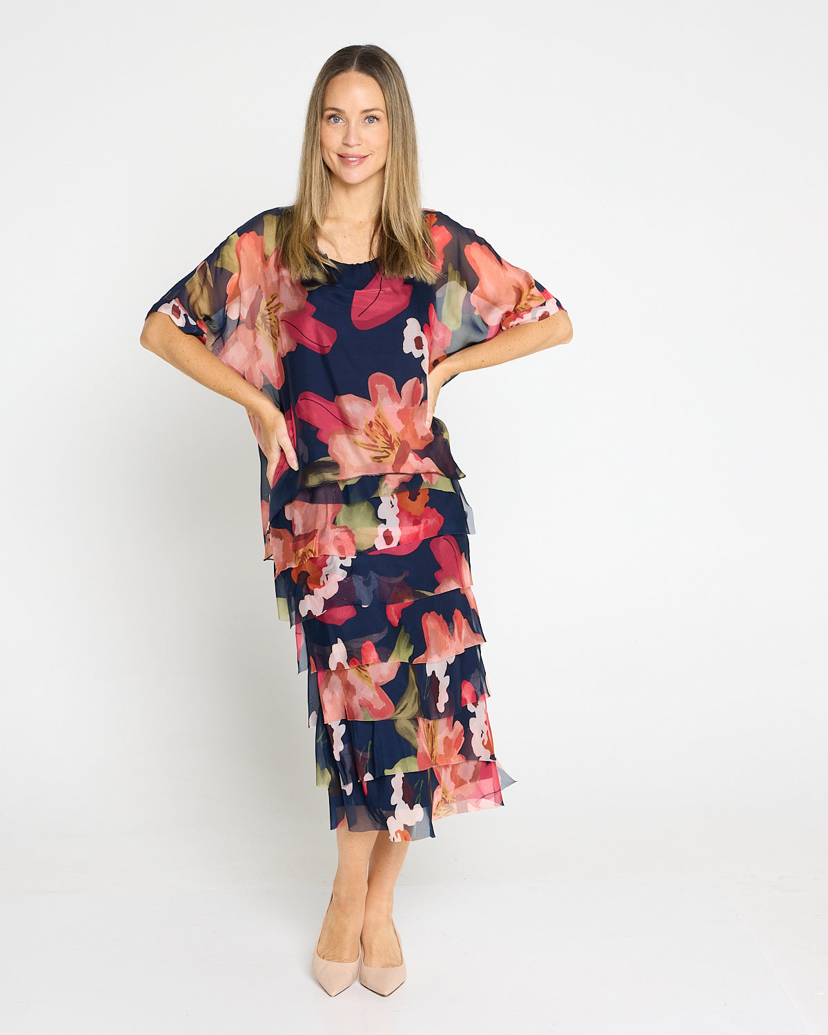 Margo Silk Dress - Midnight Peony