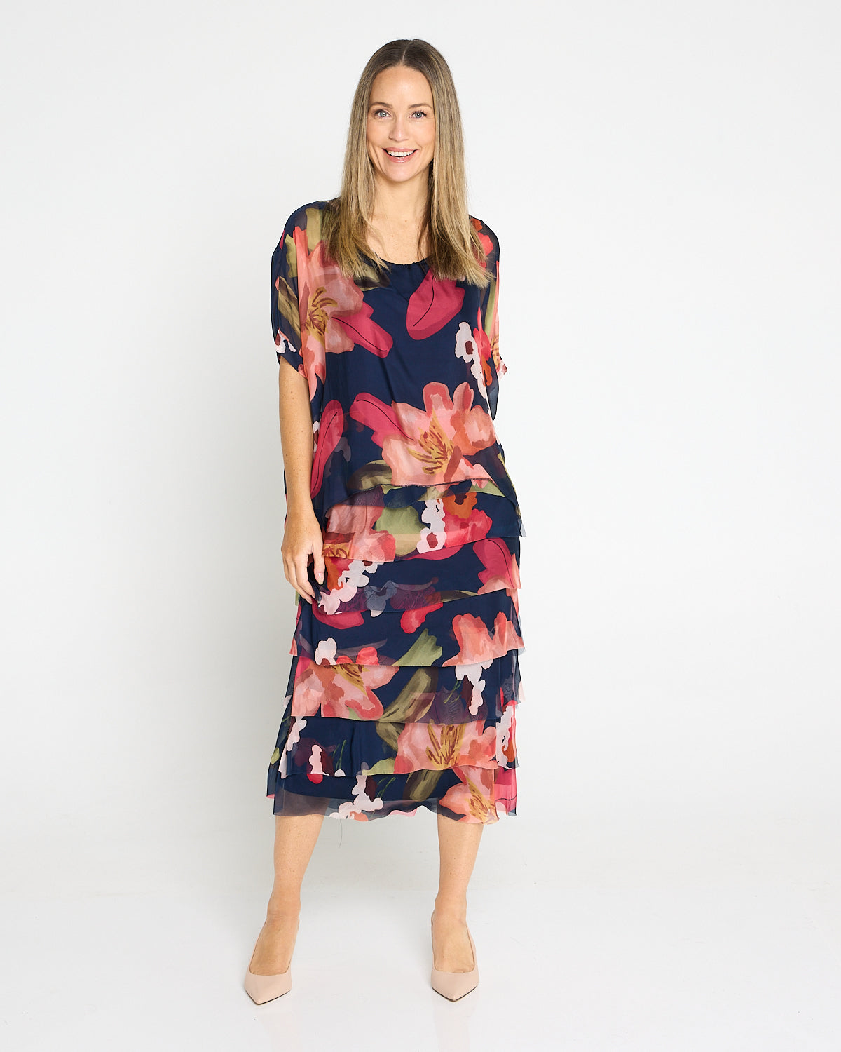 Margo Silk Dress - Midnight Peony