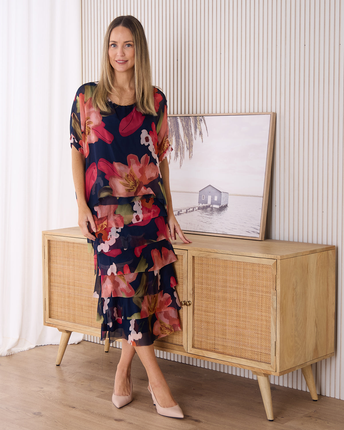 Margo Silk Dress - Midnight Peony