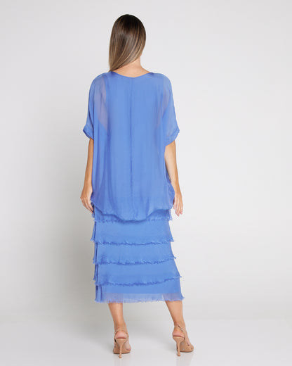 Margo Silk Dress - Blue Turco
