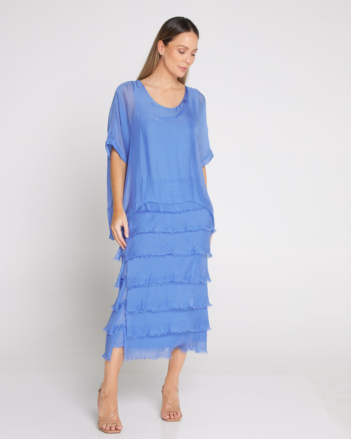 Margo Silk Dress - Blue Turco