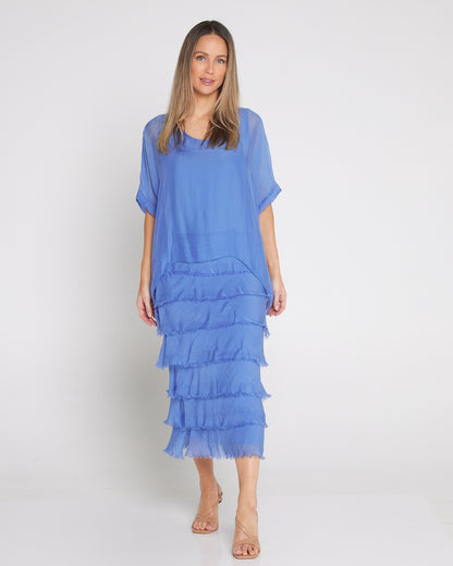 Margo Silk Dress - Blue Turco
