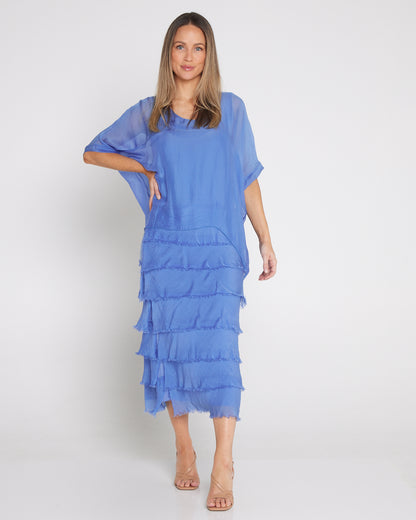 Margo Silk Dress - Blue Turco