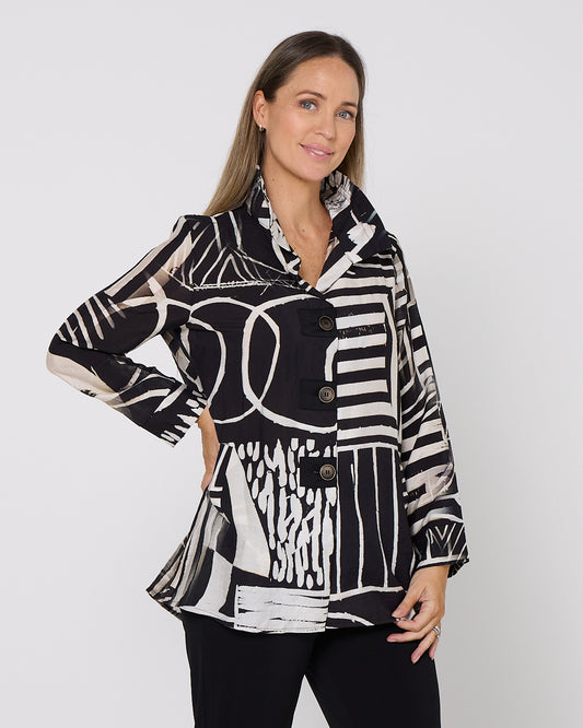 Marla Shirt - Black White Graphic