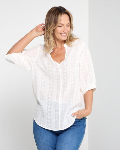 Flower Fields Top - White