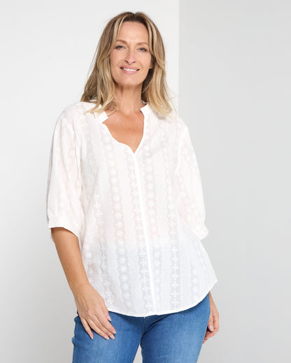 Flower Fields Top - White