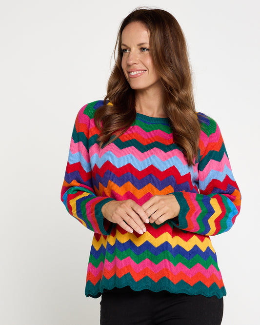 Marrakesh Knit Jumper - Rainbow Chevron