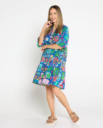 Maya Button V Neck Layer Dress -  Tropical Stories