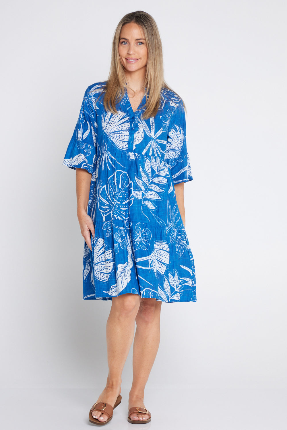 Maya Petite Dress - Mono Indigo