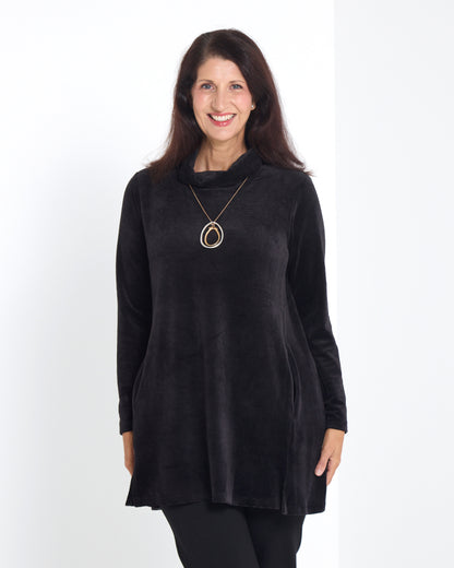 Melanie Velour Tunic - Black