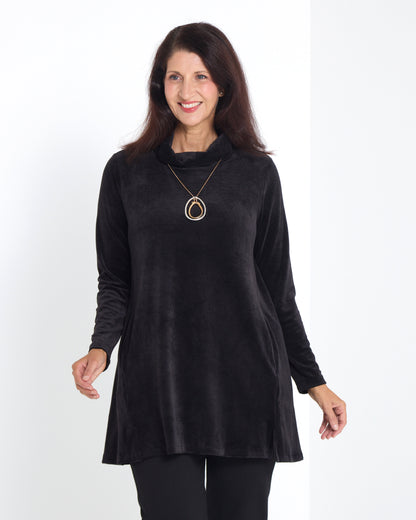 Melanie Velour Tunic - Black