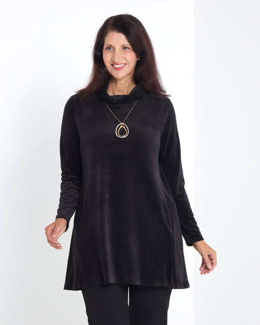 Melanie Velour Tunic - Black