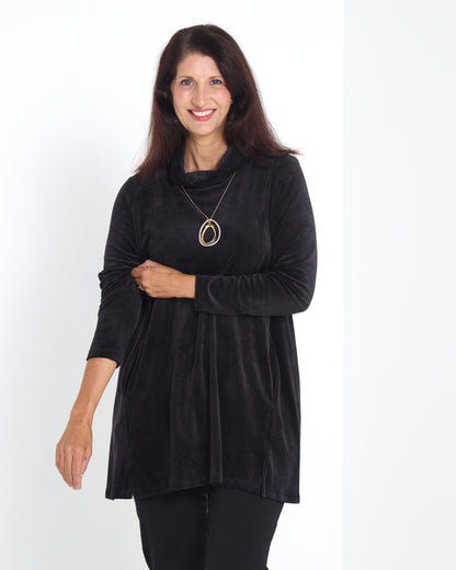 Melanie Velour Tunic - Black