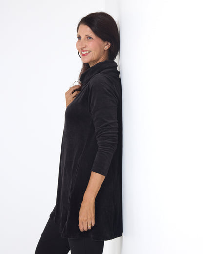 Melanie Velour Tunic - Black