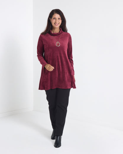 Melanie Velour Tunic - Burgundy
