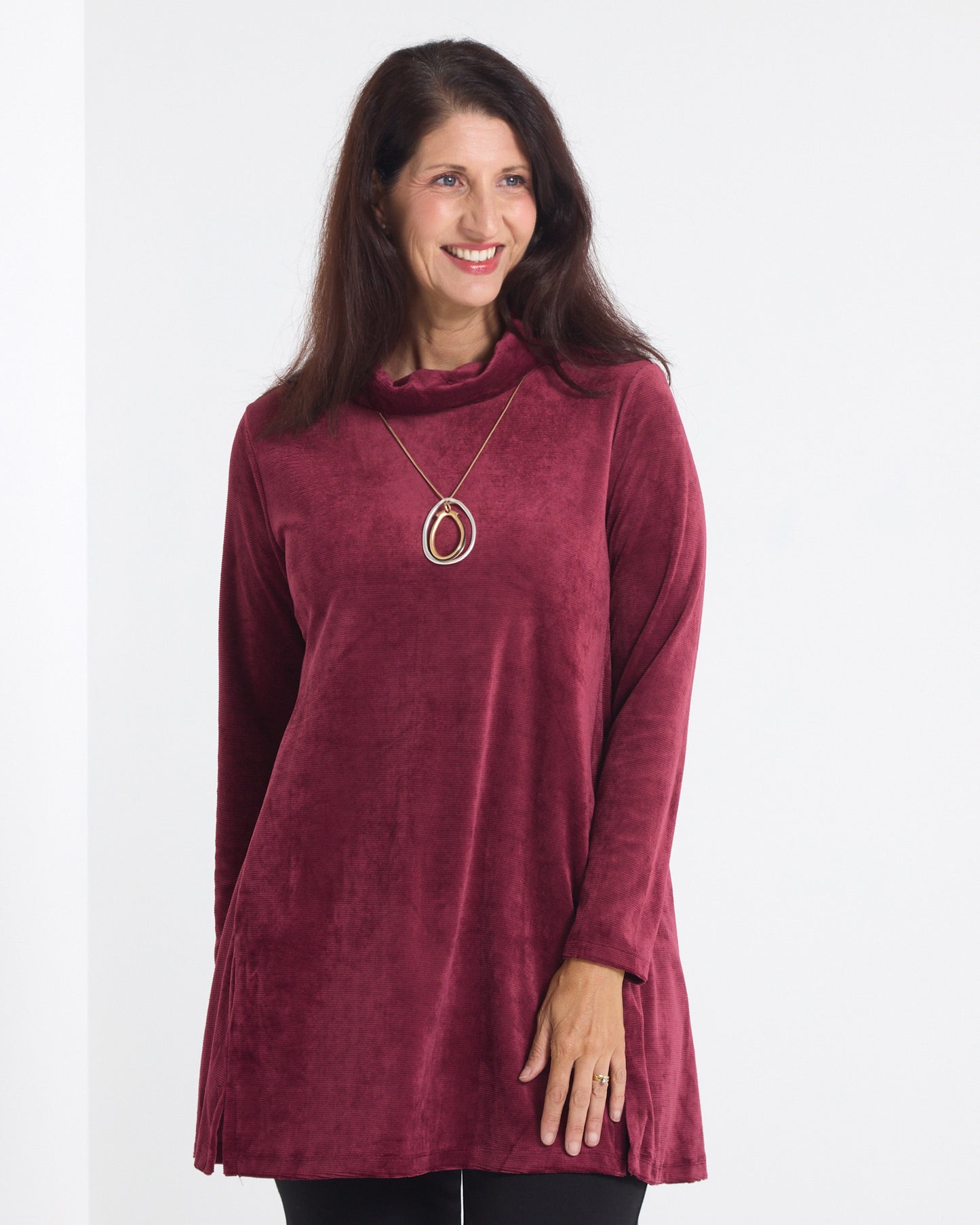 Melanie Velour Tunic - Burgundy