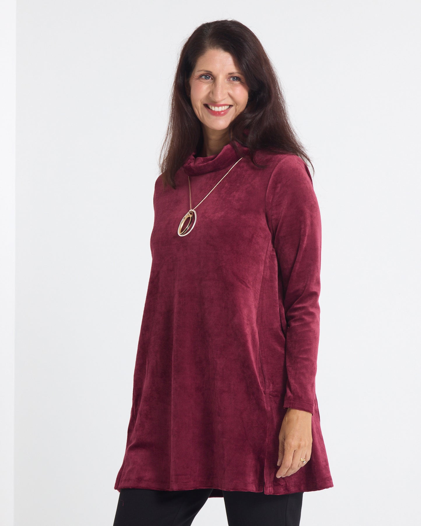 Melanie Velour Tunic - Burgundy
