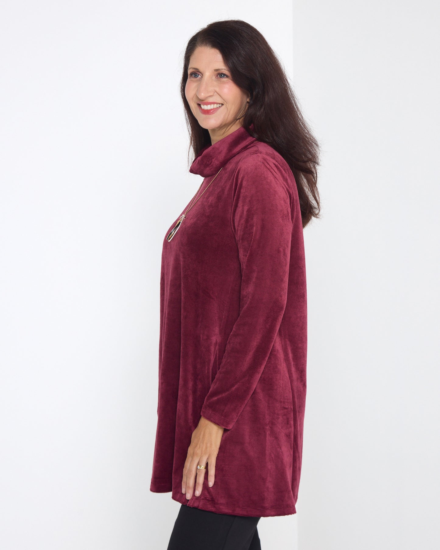 Melanie Velour Tunic - Burgundy