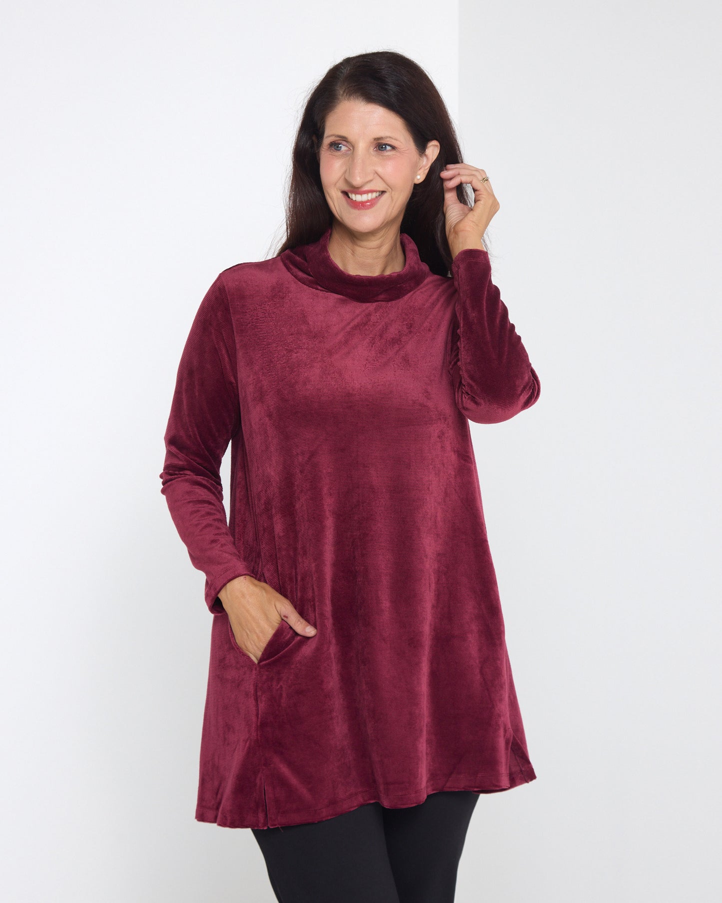 Melanie Velour Tunic - Burgundy