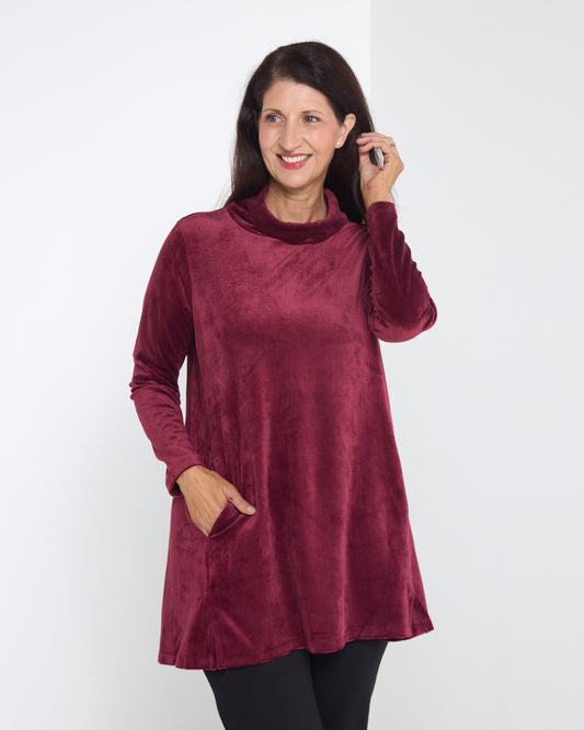 Melanie Velour Tunic - Burgundy