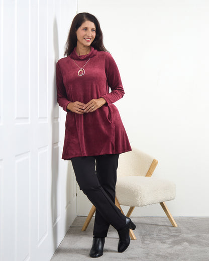 Melanie Velour Tunic - Burgundy