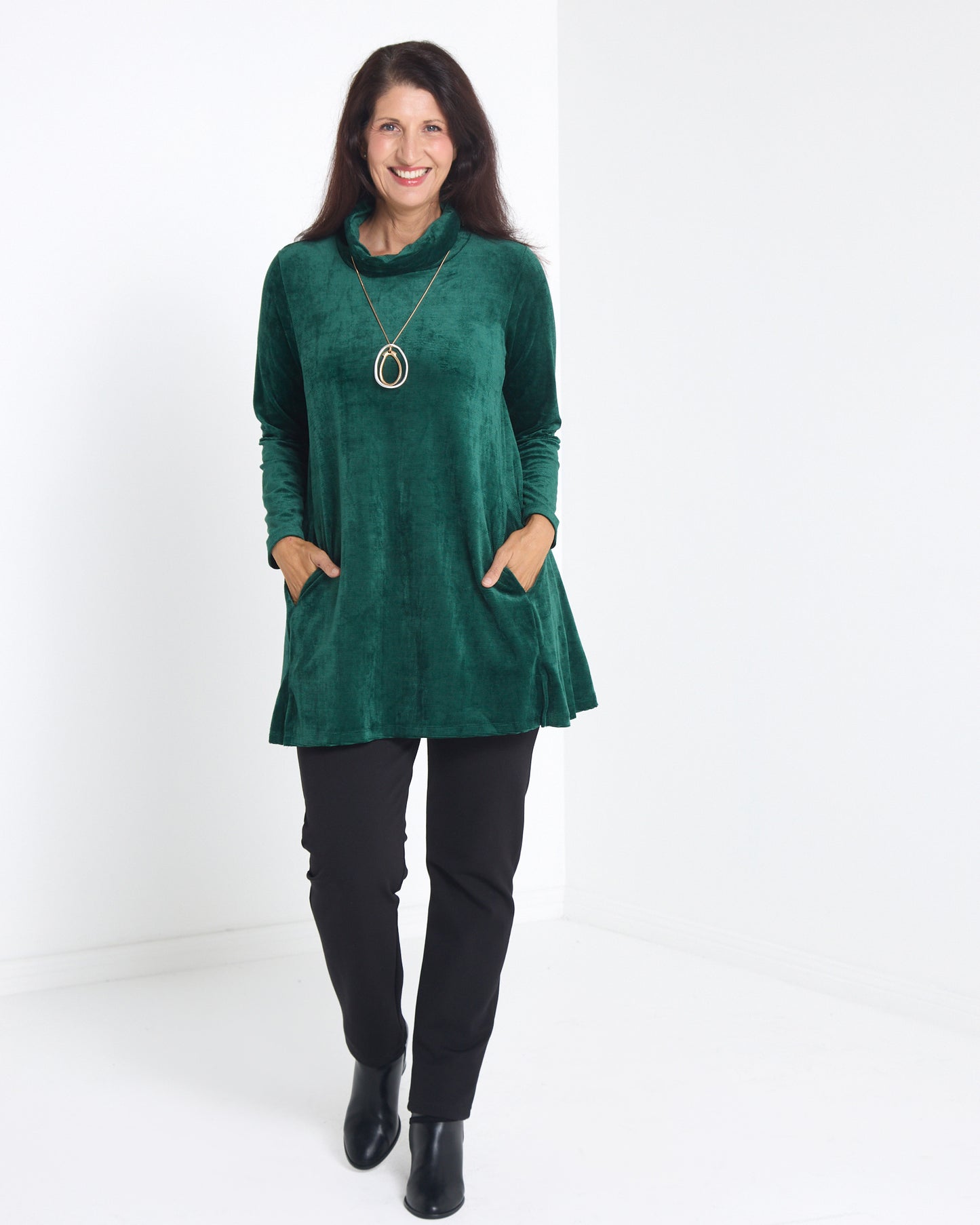 Melanie Velour Tunic - Forest