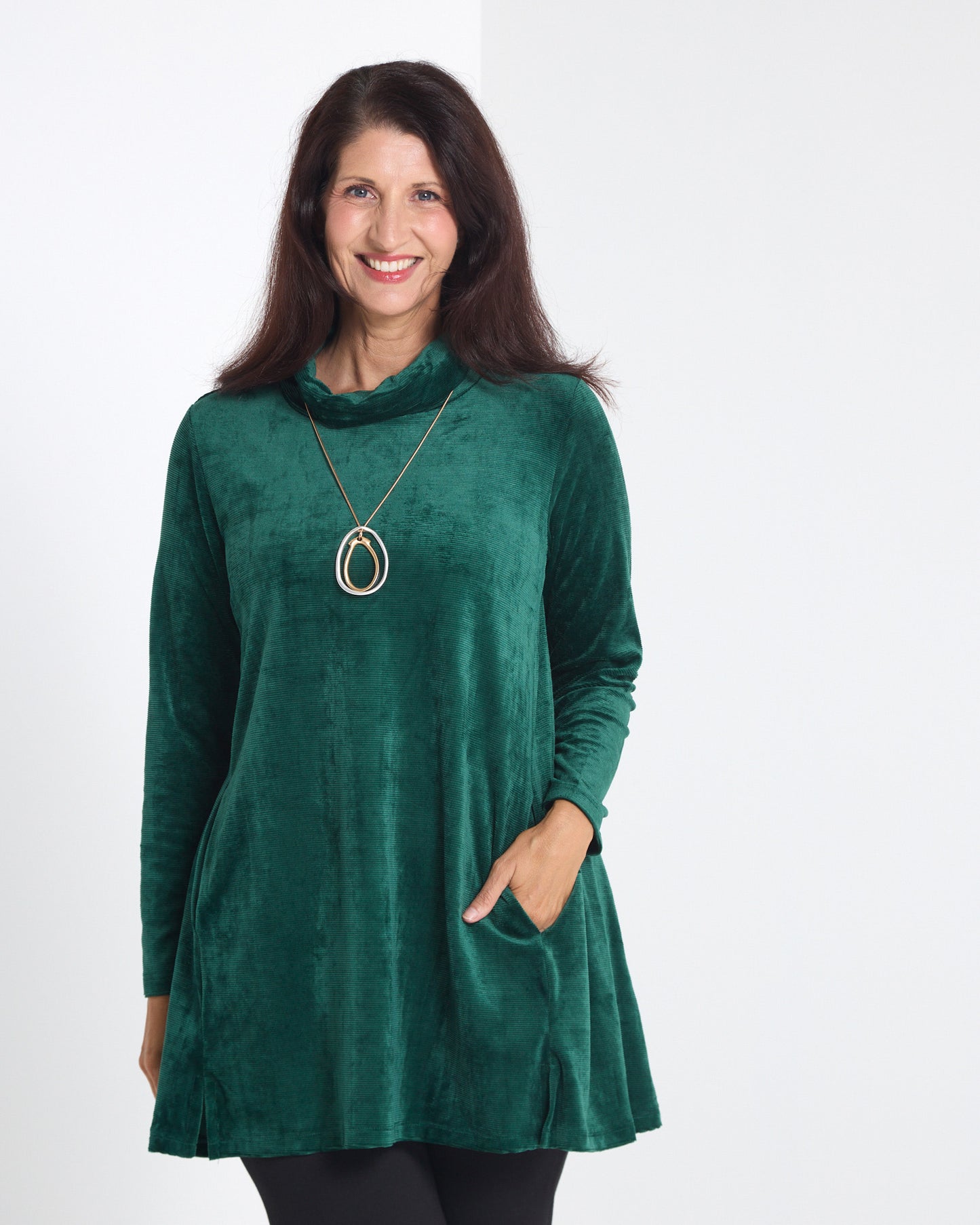 Melanie Velour Tunic - Forest