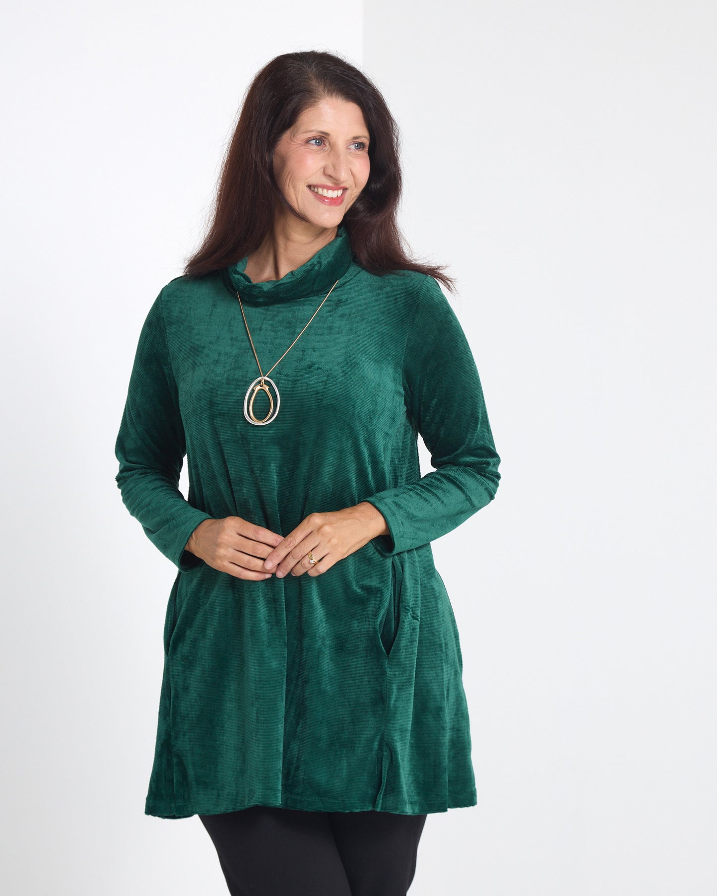 Melanie Velour Tunic - Forest