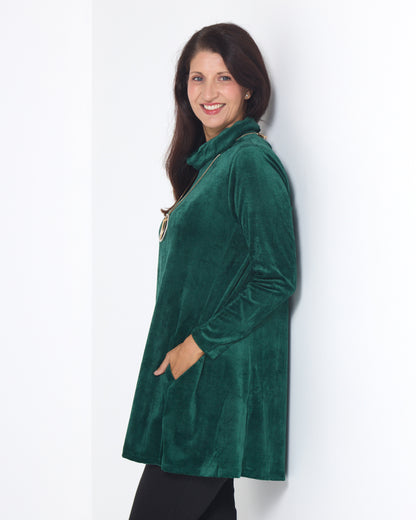 Melanie Velour Tunic - Forest