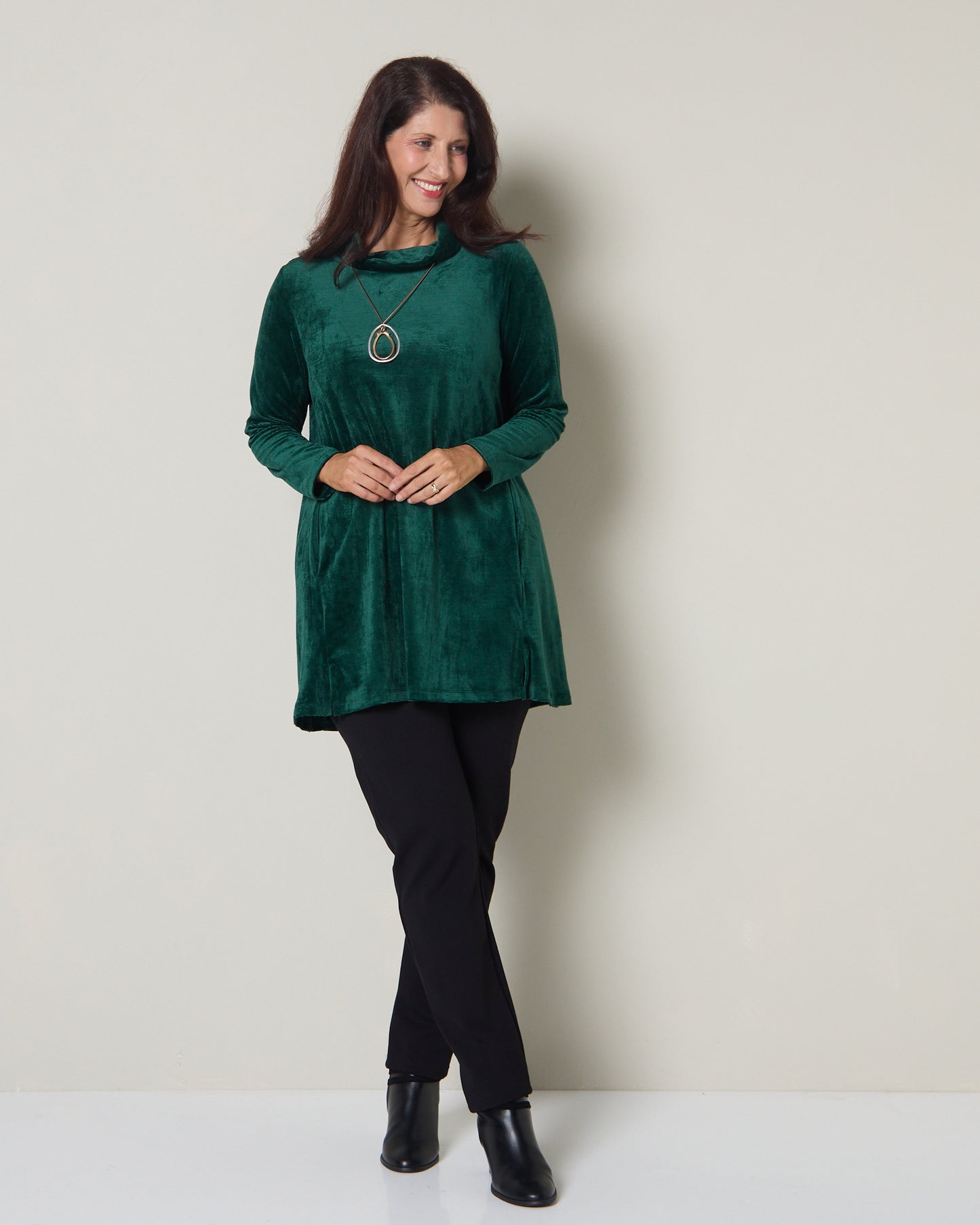 Melanie Velour Tunic - Forest