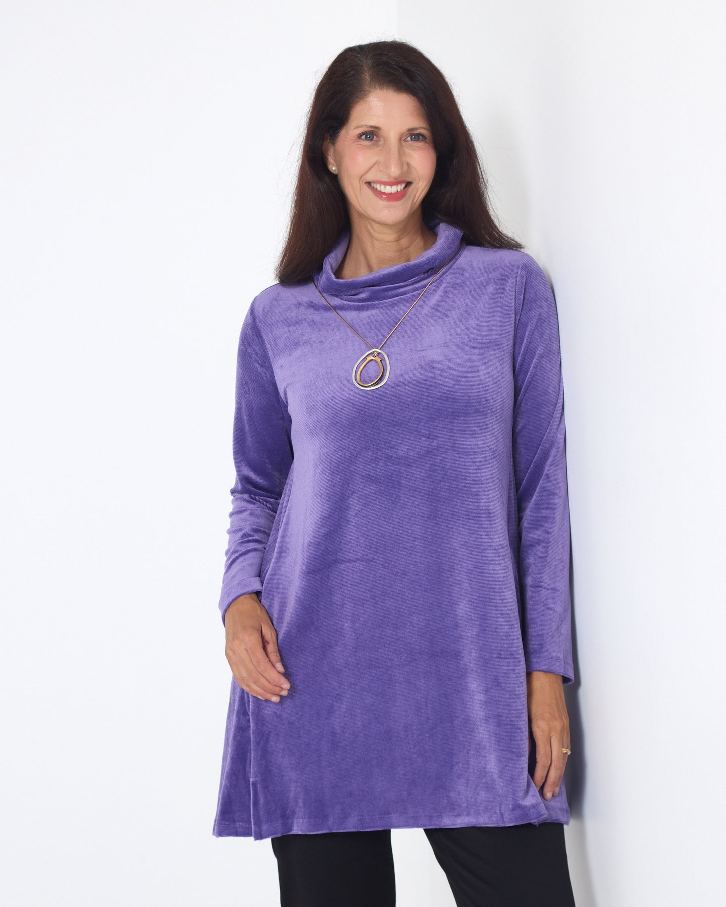 Melanie Velour Tunic - Purple