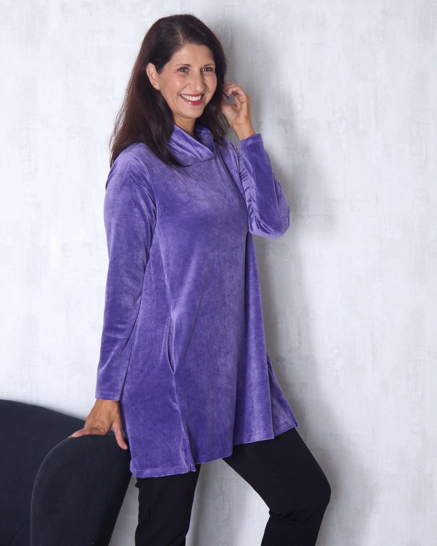 Melanie Velour Tunic - Purple