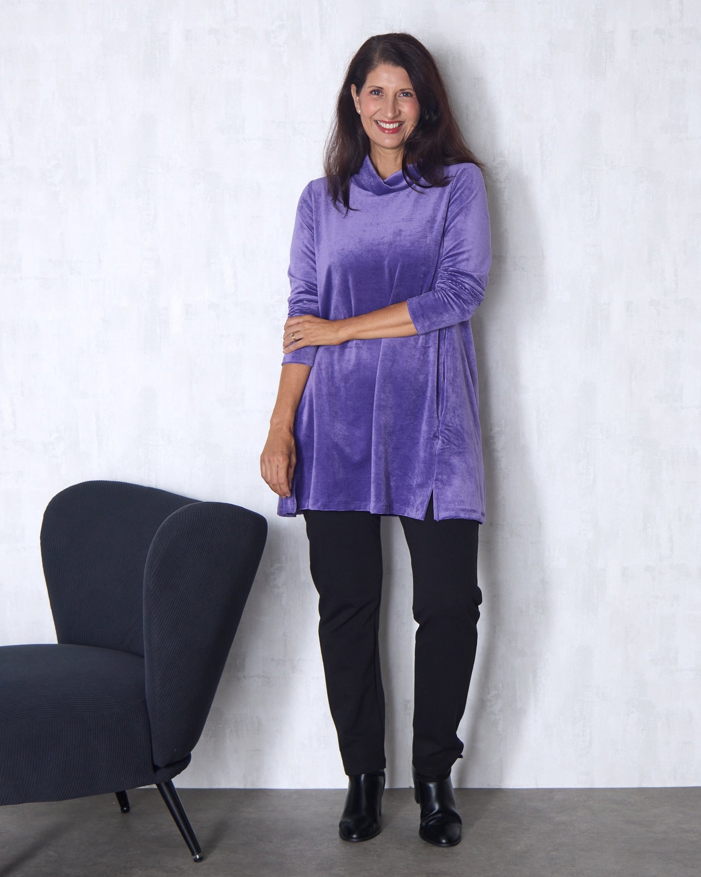 Melanie Velour Tunic - Purple