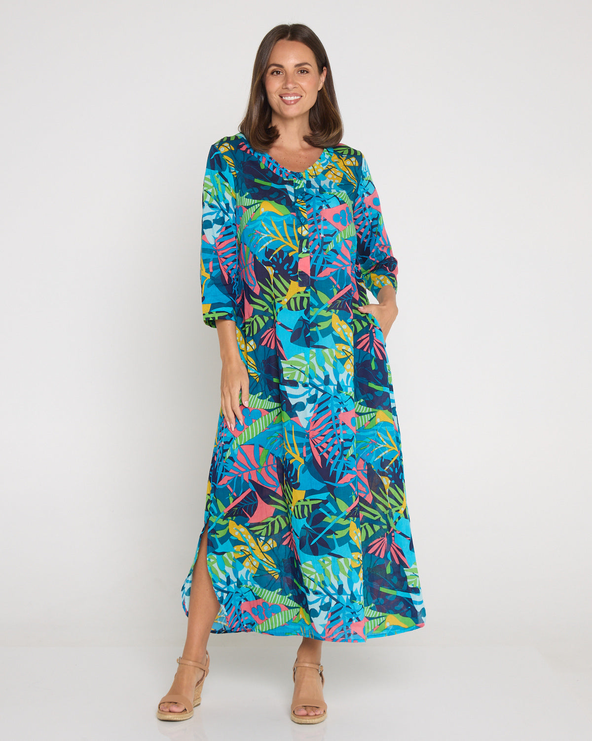 Santal Cotton Shirt Dress - Jungle Pop
