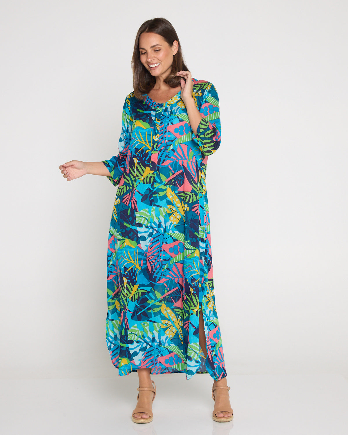 Santal Cotton Shirt Dress - Jungle Pop