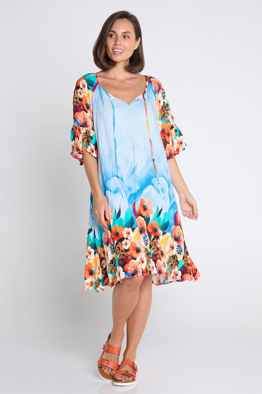 Kumasi Dress - Sky Blue Floral