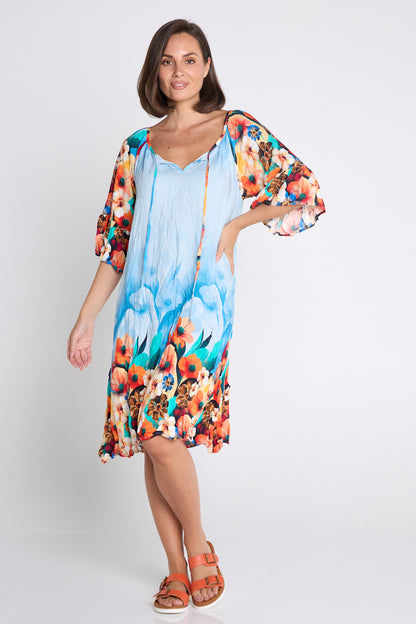 Kumasi Dress - Sky Blue Floral