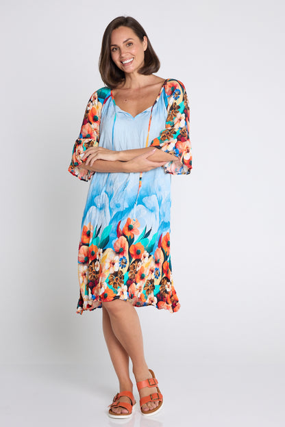 Kumasi Dress - Sky Blue Floral