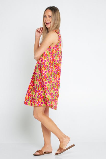 Melville Sleeveless Petite Cotton Dress - Papaya